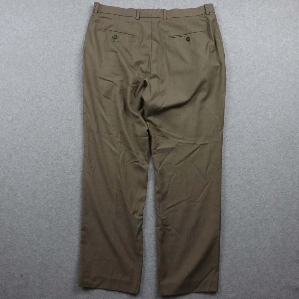 Perry‎ Ellis Pants Mens 36x30 Dress Slacks Suit Business Formal Flat Front Brown